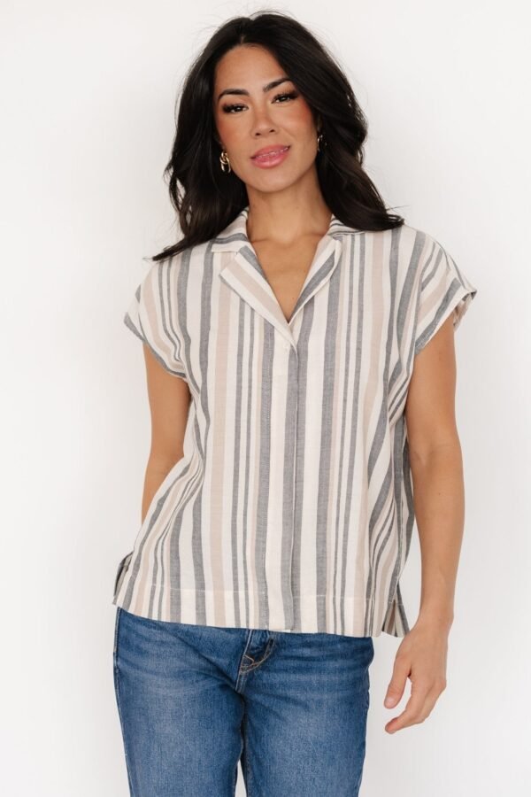 Button Top | Natural Multi Stripe - Image 3
