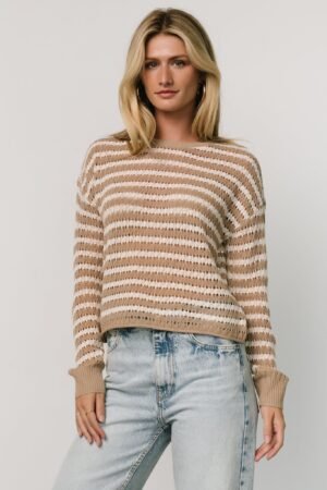 Knit Top | Taupe + Ivory