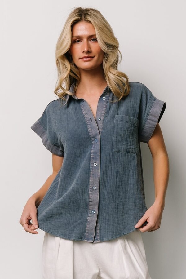 Button Top | Denim Blue - Image 2