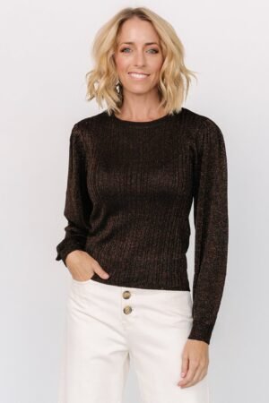 Shimmer Sweater Top | Chocolate