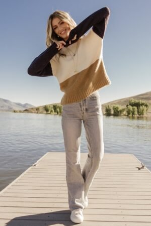Color Block Sweater | Cream + Navy